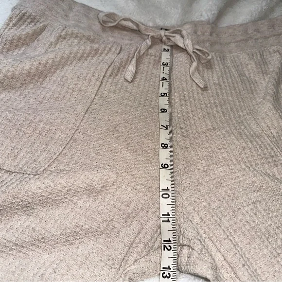 Splendid Waffle Knit Cream Jogger Pants L Drawstring Pockets Neutral Loungewear - Picture 9 of 10